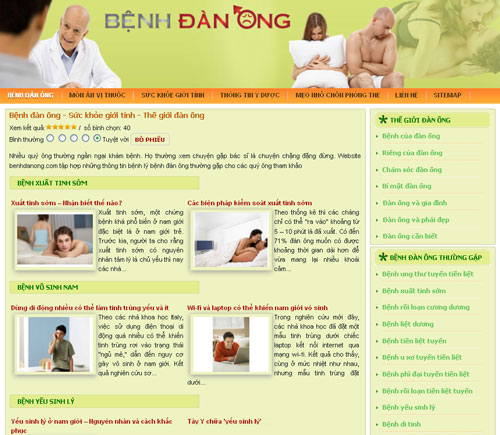 Bệnh đàn ông – Sức khỏe giới tính – Thế giới đàn ông – Giới thiệu web