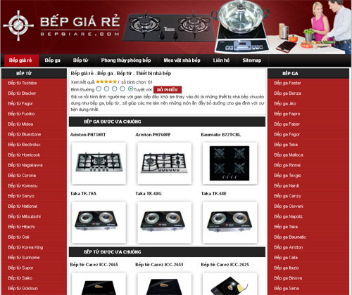 Bếp giá rẻ – Bếp ga – Bếp từ – Thiết bị nhà bếp – Giới thiệu web