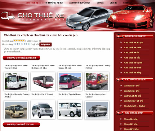 Cho thuê xe – Dịch vụ cho thuê xe cưới, hỏi – xe du lịch – Giới thiệu web