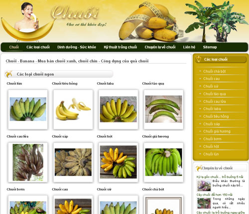 Chuối – Banana – Mua bán chuối xanh, chuối chín – Công dụng của quả chuối – Giới thiệu web