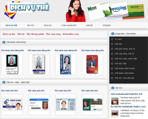 Dịch vụ thẻ – Thẻ từ – Thẻ thông minh – Thẻ cảm ứng – dichvuthe.com – Giới thiệu web