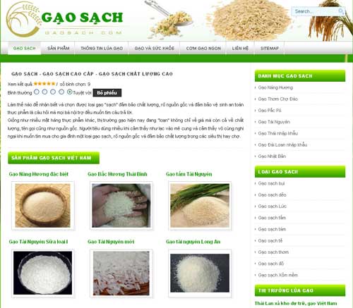 Gạo sạch – Gạo sạch cao cấp – Gạo sạch chất lượng cao – Giới thiệu web