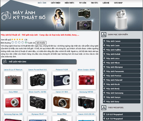 Máy ảnh kỹ thuật số – Thế giới máy ảnh – Cung cấp các loại máy ảnh: Kodak, Sony, … – Giới thiệu web