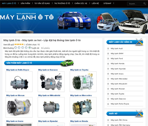 Máy lạnh Ô tô – Máy lạnh xe hơi – Lắp đặt hệ thống làm lạnh Ô tô – Giới thiệu web