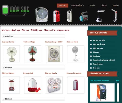 Máy sạc – Quạt sạc – Pin sạc – Thiết bị sạc – Máy sạc Pin – maysac.com – Giới thiệu web