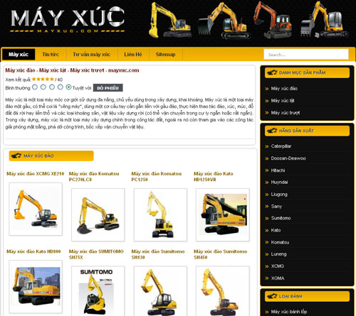 Máy xúc đào – Máy xúc lật – Máy xúc trượt – mayxuc.com – Giới thiệu web