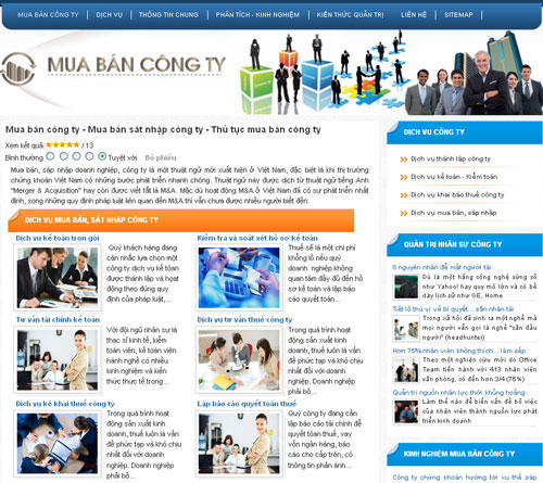 Mua bán công ty – Mua bán sát nhập công ty – Thủ tục mua bán công ty – Giới thiệu web