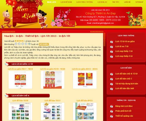 Mua lịch – In lịch – Thiết kế lịch – Lịch Tết 2013 – In lịch Tết – Giới thiệu web