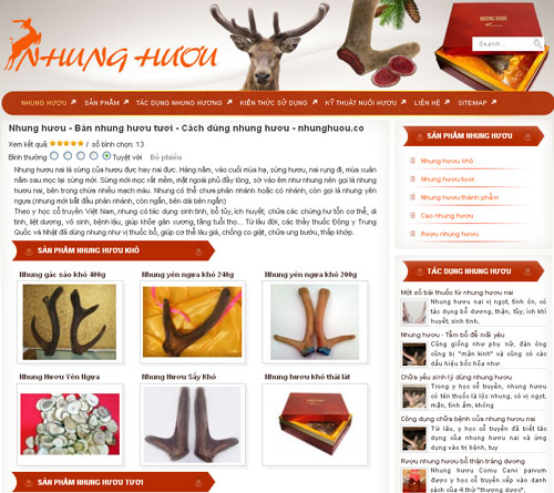 Nhung hươu – Bán nhung hươu tươi – Cách dùng nhung hươu – nhunghuou.co – Giới thiệu web