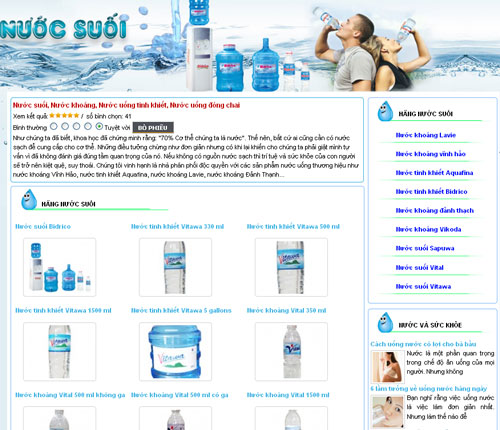 Nước suối, Nước khoáng, Nước uống tinh khiết, Nước uống đóng chai – Giới thiệu web