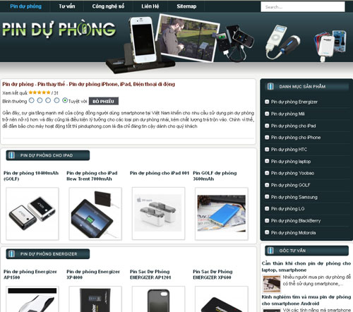 Pin dự phòng – Pin thay thế – Pin dự phòng iPhone, iPad, Điện thoại di động – Giới thiệu web