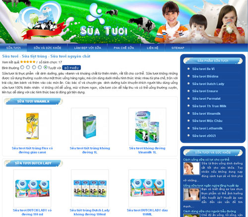 Sữa tươi – Sữa tiệt trùng – Sữa tươi nguyên chất – Giới thiệu web