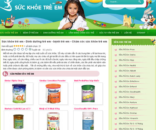 Sức khỏe trẻ em – Dinh dưỡng trẻ em – bệnh trẻ em – Chăm sóc sức khỏe trẻ em – Giới thiệu web