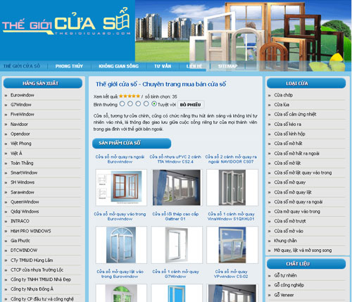 Thế giới cửa sổ – Chuyên trang mua bán cửa sổ – Giới thiệu web