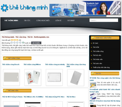 Thẻ thông minh – Thẻ cảm ứng – Thẻ từ – thethongminh.com – Giới thiệu web