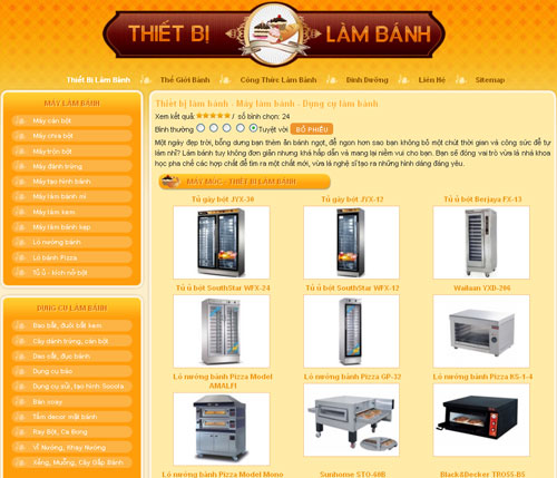 Thiết bị làm bánh – Máy làm bánh – Dụng cụ làm bánh – Giới thiệu web