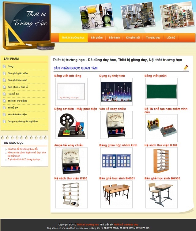 Thiết bị trường học – Đồ dùng dạy học – Giới thiệu web