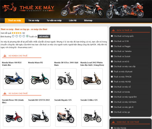 Thuê xe máy – thuê xe tay ga – xe máy cho thuê – Giới thiệu web