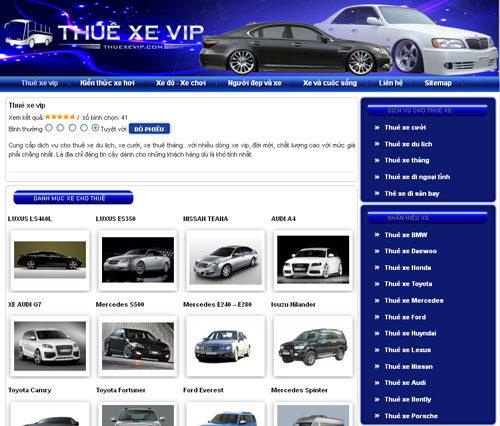 Thuê xe vip – Dịch vụ cho thuê xe cưới, hỏi – Xe du lịch đời mới – Giới thiệu web