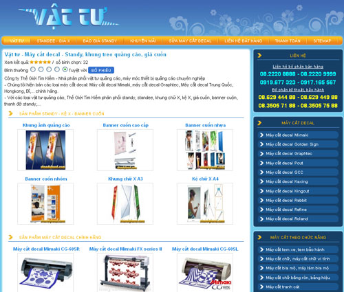 Vật tư – Máy cắt decal – Standy, khung treo quảng cáo, giá cuốn – Giới thiệu web