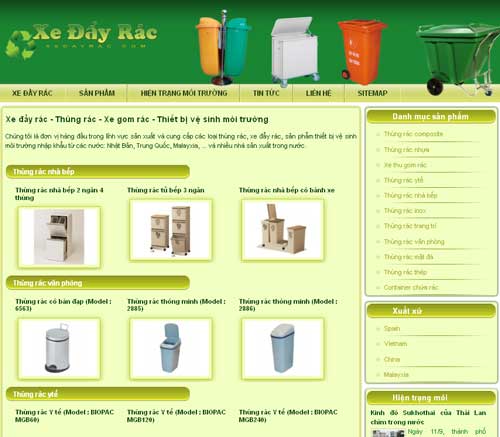 Xe đẩy rác – Thùng rác – Xe gom rác – Thiết bị vệ sinh môi trường – Giới thiệu web