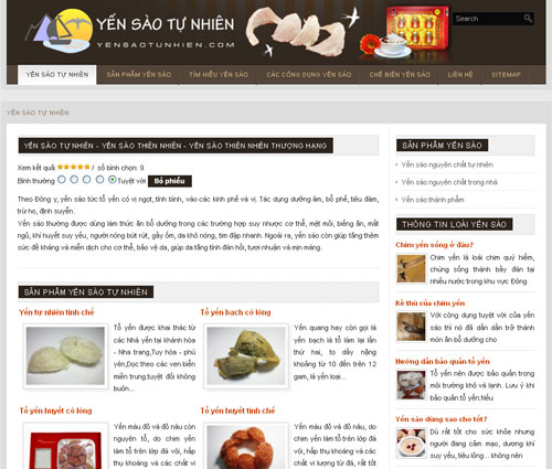 Yến sào tự nhiên – Yến sào thiên nhiên – Yến sào thiên nhiên thượng hạng – Giới thiệu web